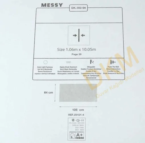 Duka Messy Dk.303-04 Eskitme damask Duvar Kağıdı 10m² - Görsel 3