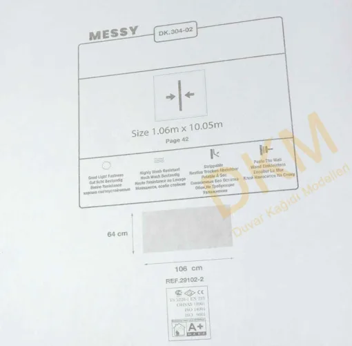 Duka Messy Dk.304-02 Eskitme Duvar Kağıdı 10m² - Görsel 3
