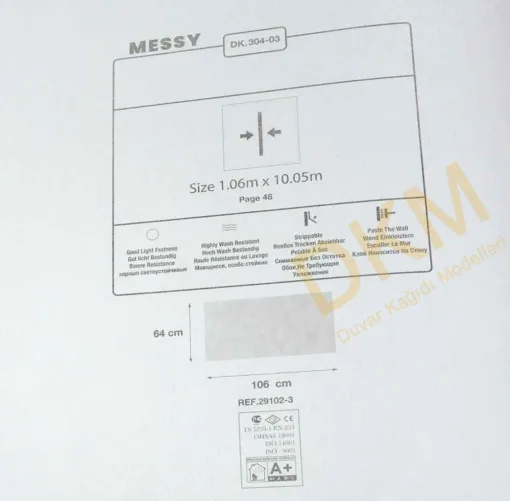 Duka Messy Dk.304-03 Eskitme Duvar Kağıdı 10m² - Görsel 3