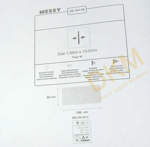 Duka Messy Dk.304-05 Eskitme Duvar Kağıdı 10m² - Görsel 3