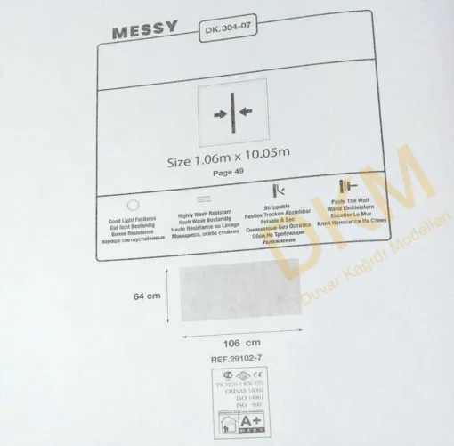 Duka Messy Dk.304-07 Eskitme Duvar Kağıdı 10m² - Görsel 3