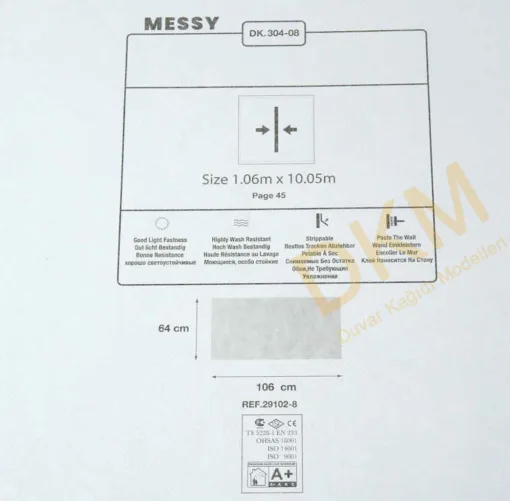 Duka Messy Dk.304-08 Eskitme Duvar Kağıdı 10m² - Görsel 3