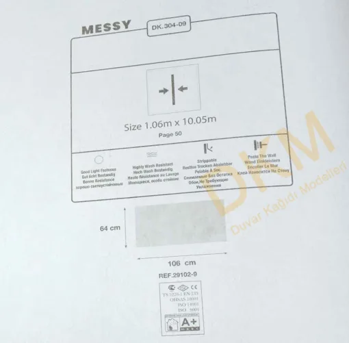 Duka Messy Dk.304-09 Eskitme Duvar Kağıdı 10m² - Görsel 3