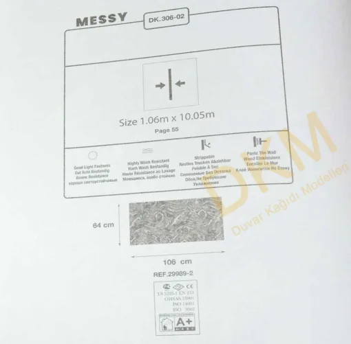 Duka Messy Dk.306-02 Dalgalı Duvar Kağıdı 10m² - Görsel 3