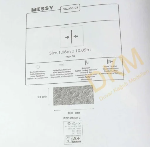 Duka Messy Dk.306-03 Dalgalı Duvar Kağıdı 10m² - Görsel 3