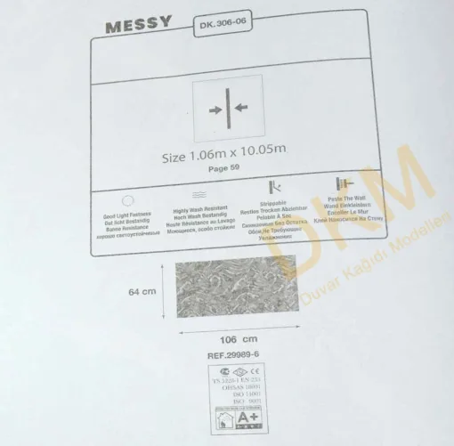 Duka Messy Dk.306-06 Dalgalı Duvar Kağıdı 10m² - Görsel 3