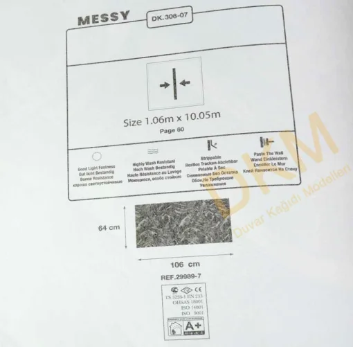 Duka Messy Dk.306-07 Dalgalı Duvar Kağıdı 10m² - Görsel 3