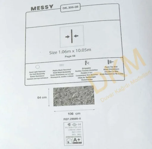 Duka Messy Dk.306-08 Dalgalı Duvar Kağıdı 10m² - Görsel 3