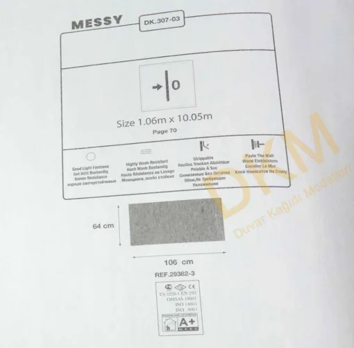 Duka Messy Dk.307-03 Çizgili alacalı Duvar Kağıdı 10m² - Görsel 3