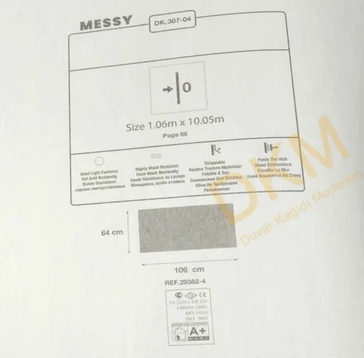 Duka Messy Dk.307-04 Çizgili alacalı Duvar Kağıdı 10m² - Görsel 3