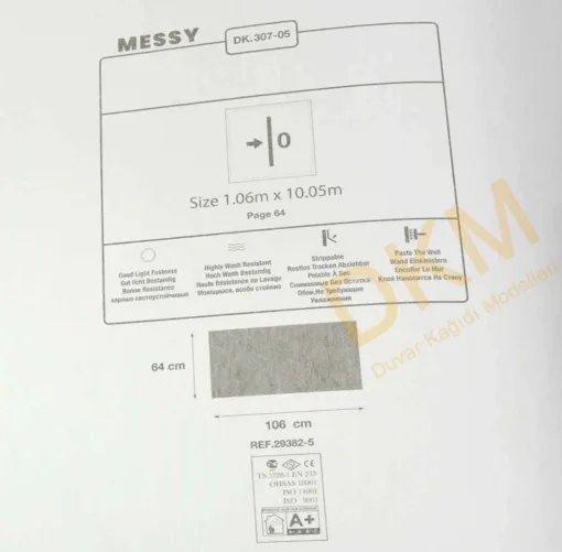 Duka Messy Dk.307-05 Çizgili alacalı Duvar Kağıdı 10m² - Görsel 3