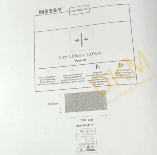 Duka Messy Dk.309-01 Damarlı parlak Duvar Kağıdı 10m² - Görsel 3