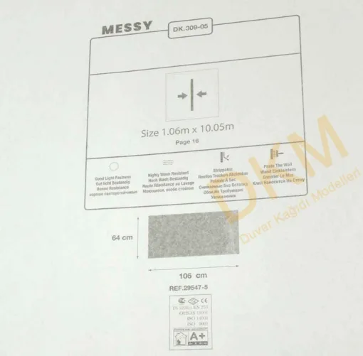 Duka Messy Dk.309-05 Damarlı parlak Duvar Kağıdı 10m² - Görsel 3