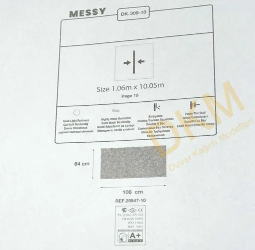 Duka Messy Dk.309-10 Damarlı parlak Duvar Kağıdı 10m² - Görsel 3