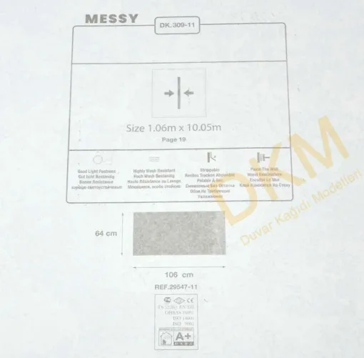 Duka Messy Dk.309-11 Damarlı parlak Duvar Kağıdı 10m² - Görsel 3