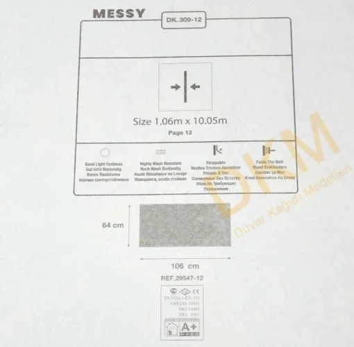 Duka Messy Dk.309-12 Damarlı parlak Duvar Kağıdı 10m² - Görsel 3